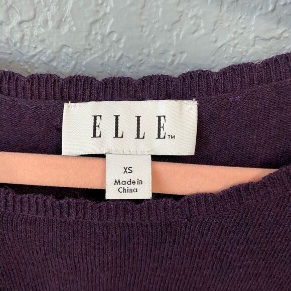 Elle Purple Heather Lace-Trim Bow Sweater - Picture 5 of 5